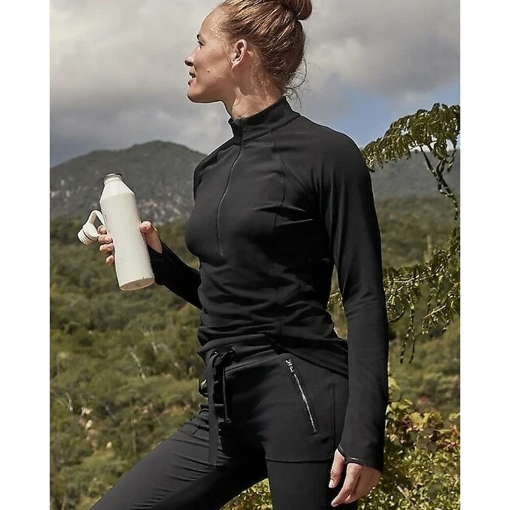 Athleta Run Free Half Zip Jacket in Powervita Black Size S